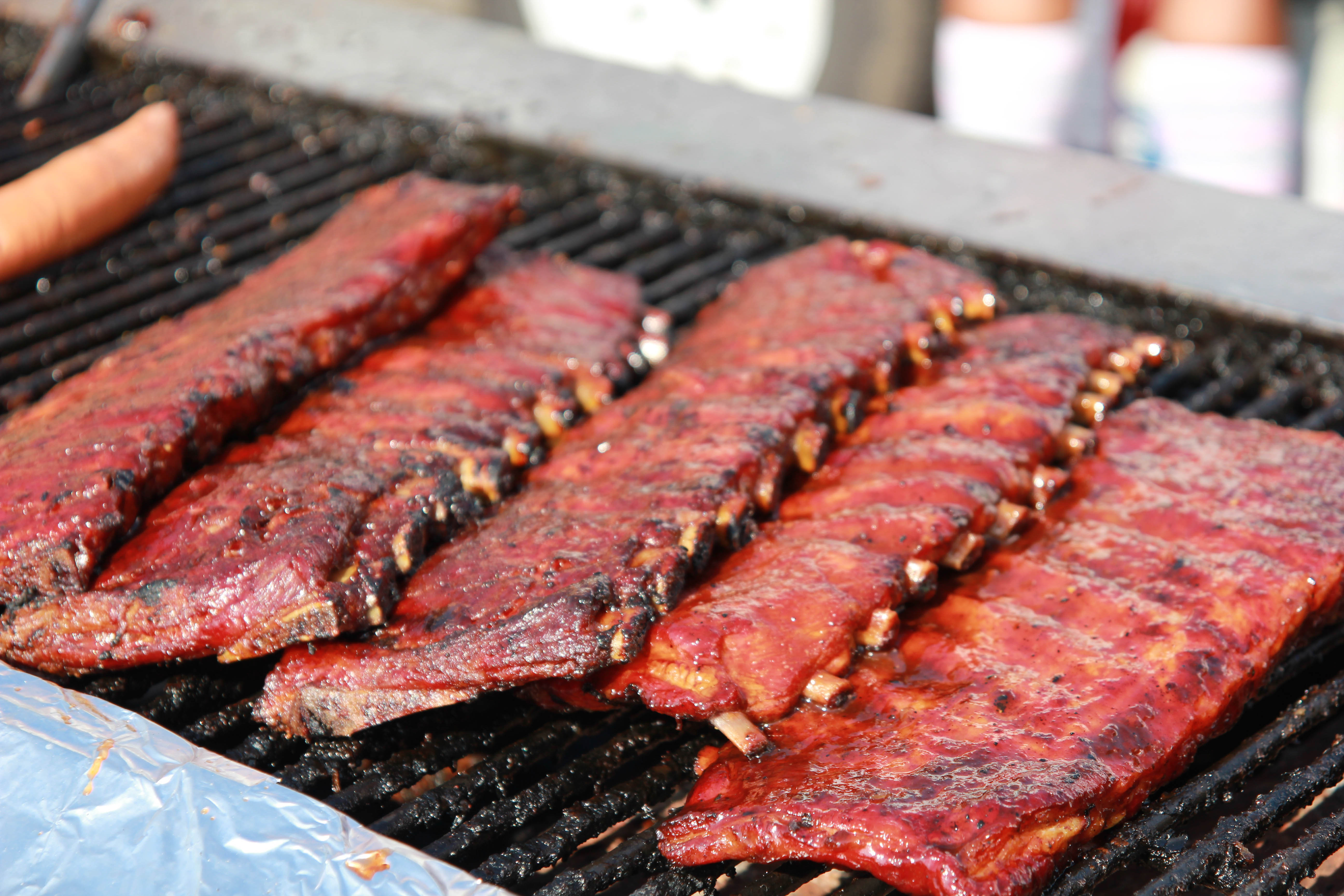 ribs smoking on grill